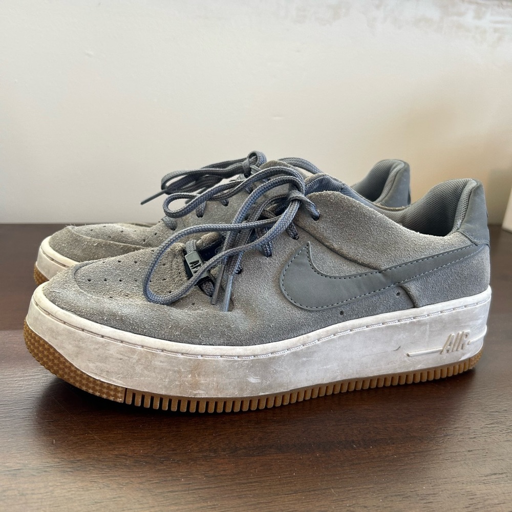 Nike Air Force 1 - women’s - size 8.5 - grey suede - used but in good condition